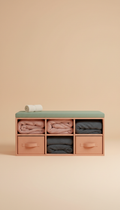 Multi-Cubby Fabric Storage Bench