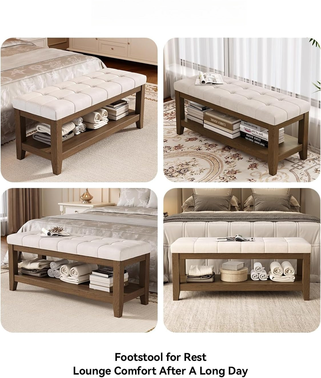 Vintage Cushioned Wooden Shoe Bench
