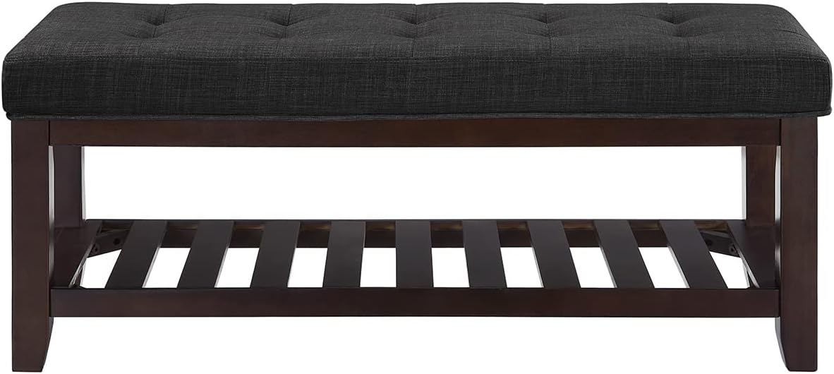Tufted Linen Ottoman Storage Bench