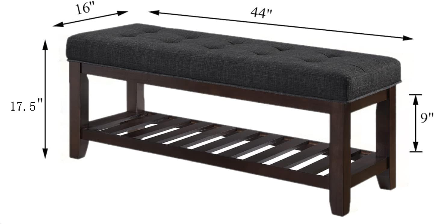 Tufted Linen Ottoman Storage Bench