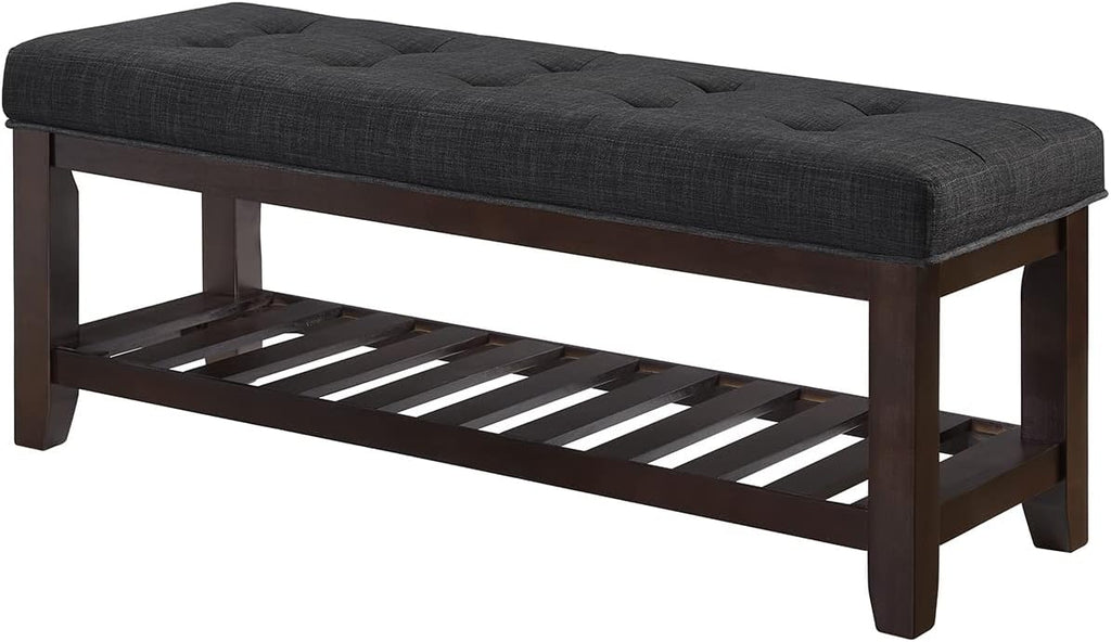 Tufted Linen Ottoman Storage Bench