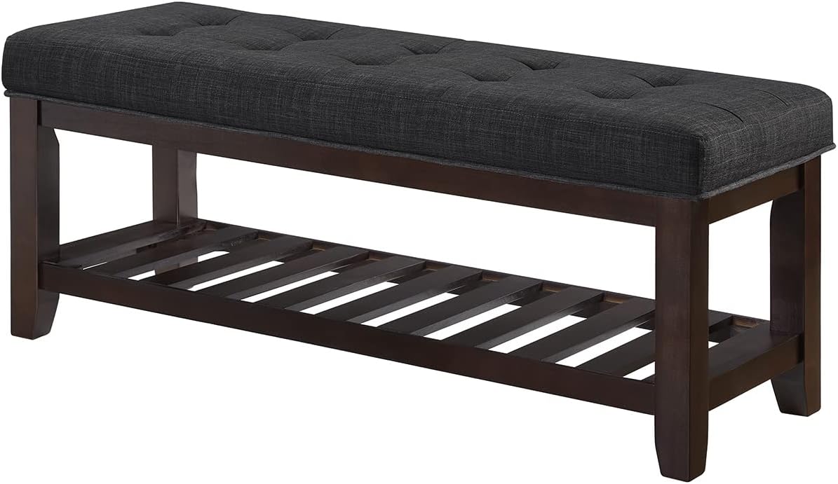 Tufted Linen Ottoman Storage Bench