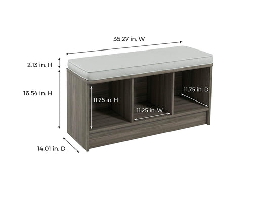 3-Cube Cushioned Storage Bench