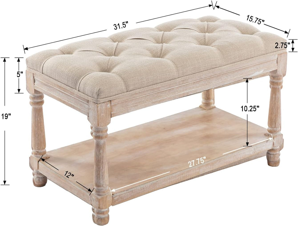 Tufted Farmhouse Storage Bench
