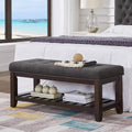 Tufted Linen Ottoman Storage Bench