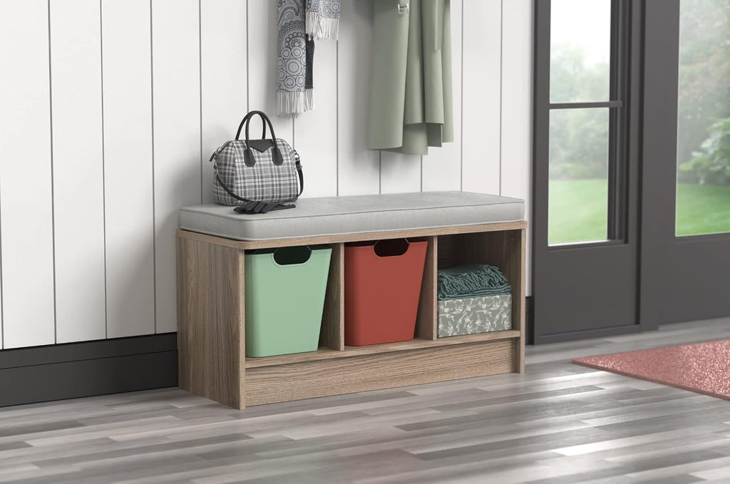 3-Cube Cushioned Storage Bench