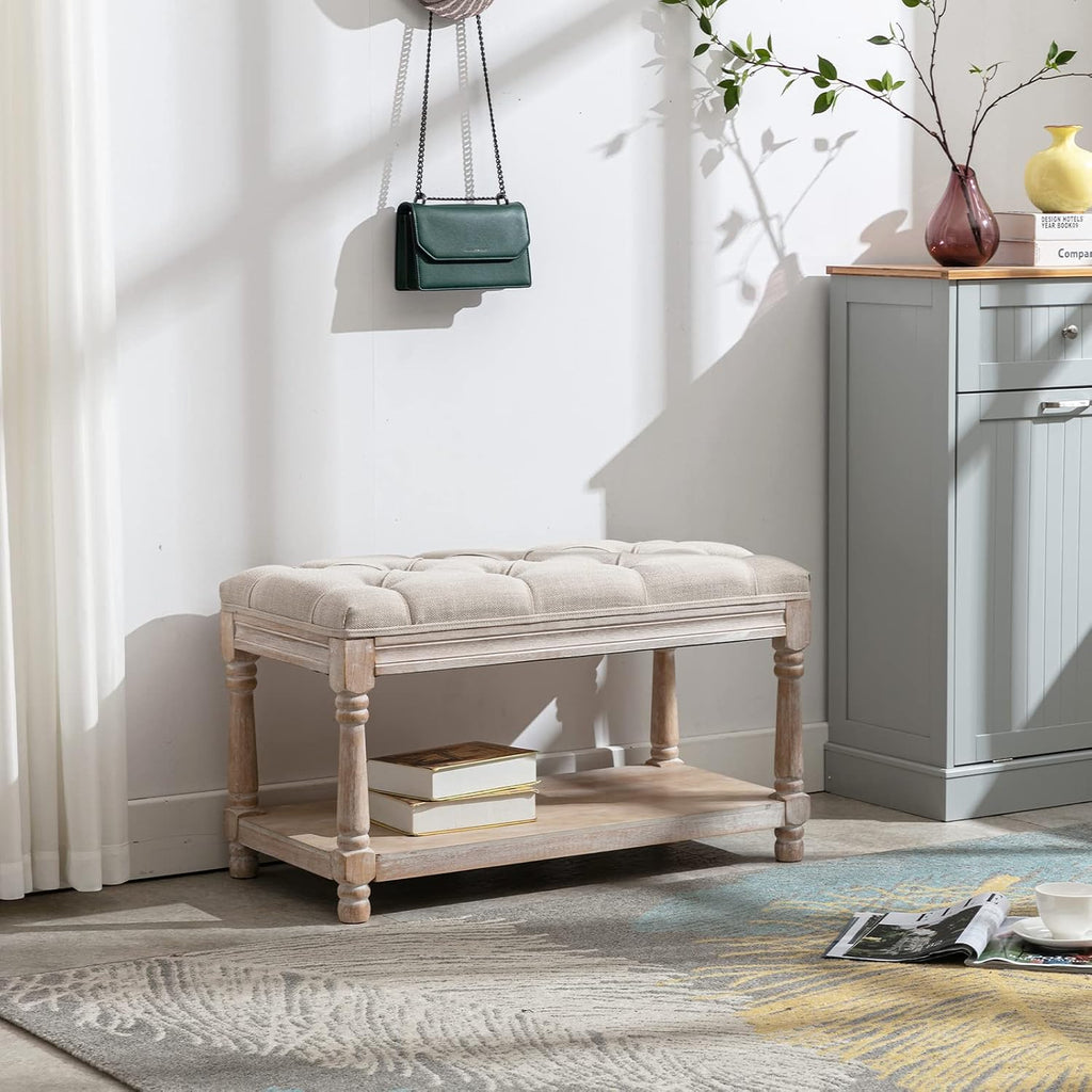 Tufted Farmhouse Storage Bench