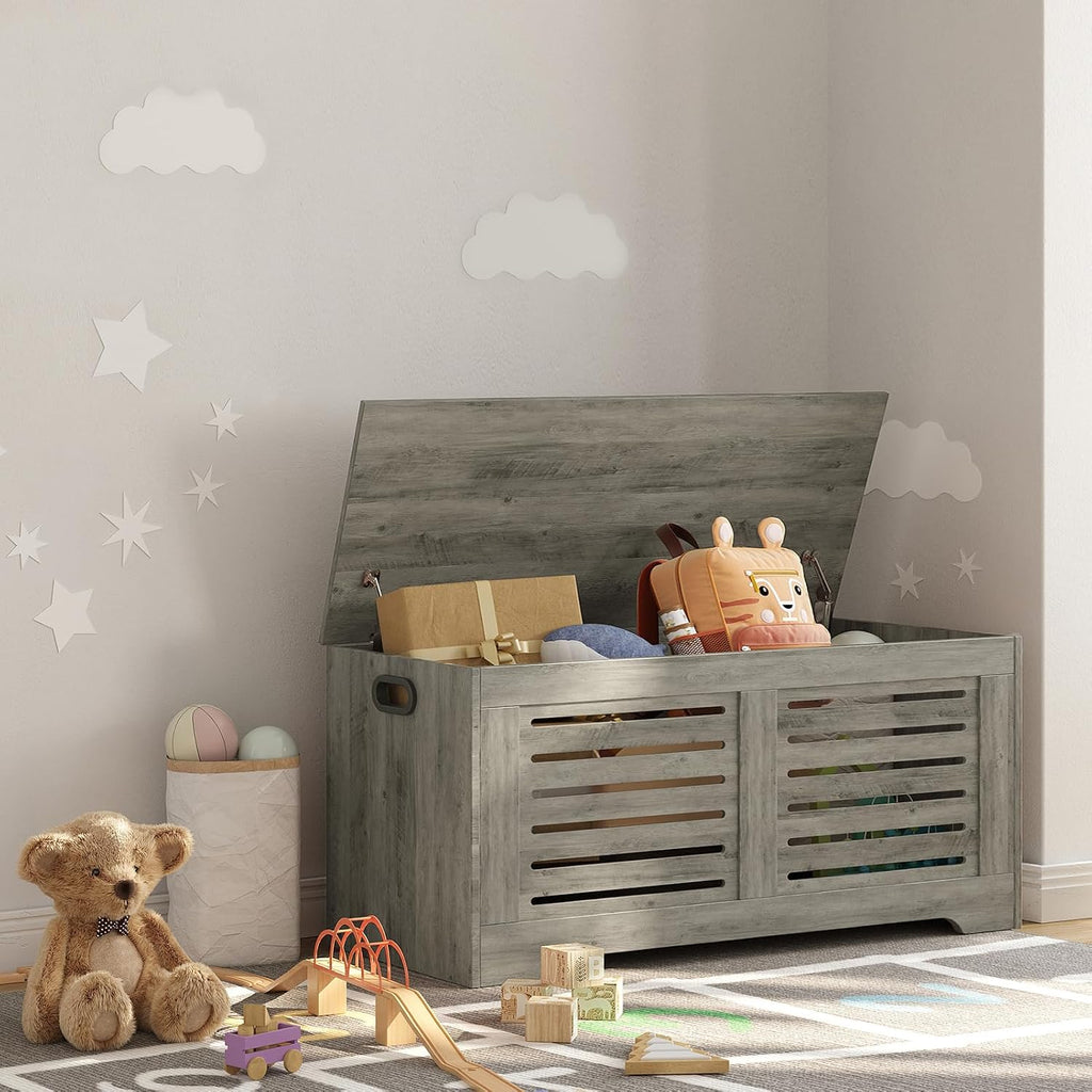 Flip-Top Wooden Storage Bench