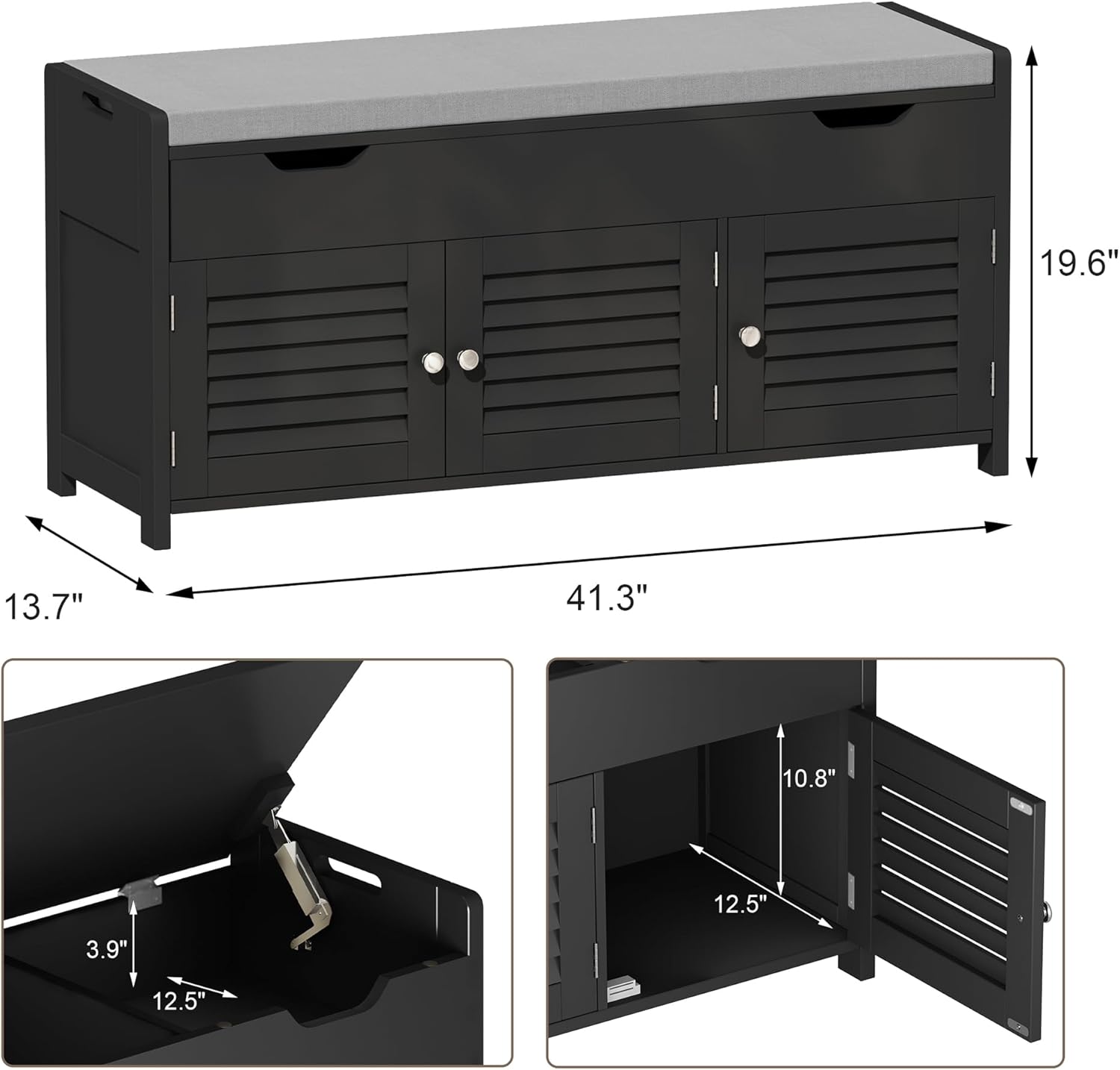 Entryway Shoe Bench with Cushioned Seat
