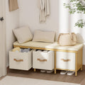 Bamboo Cushioned Storage Bench Chest