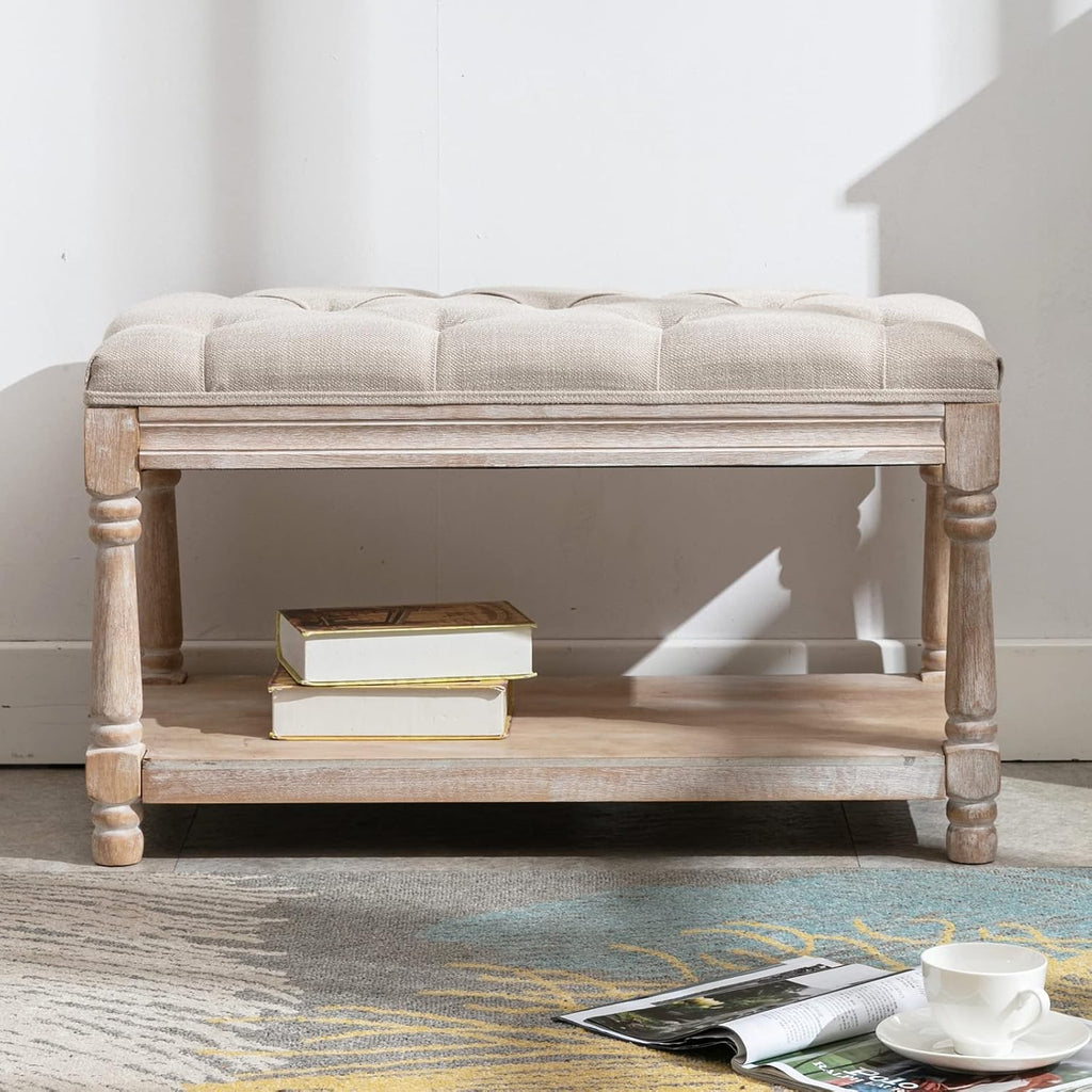 Tufted Farmhouse Storage Bench