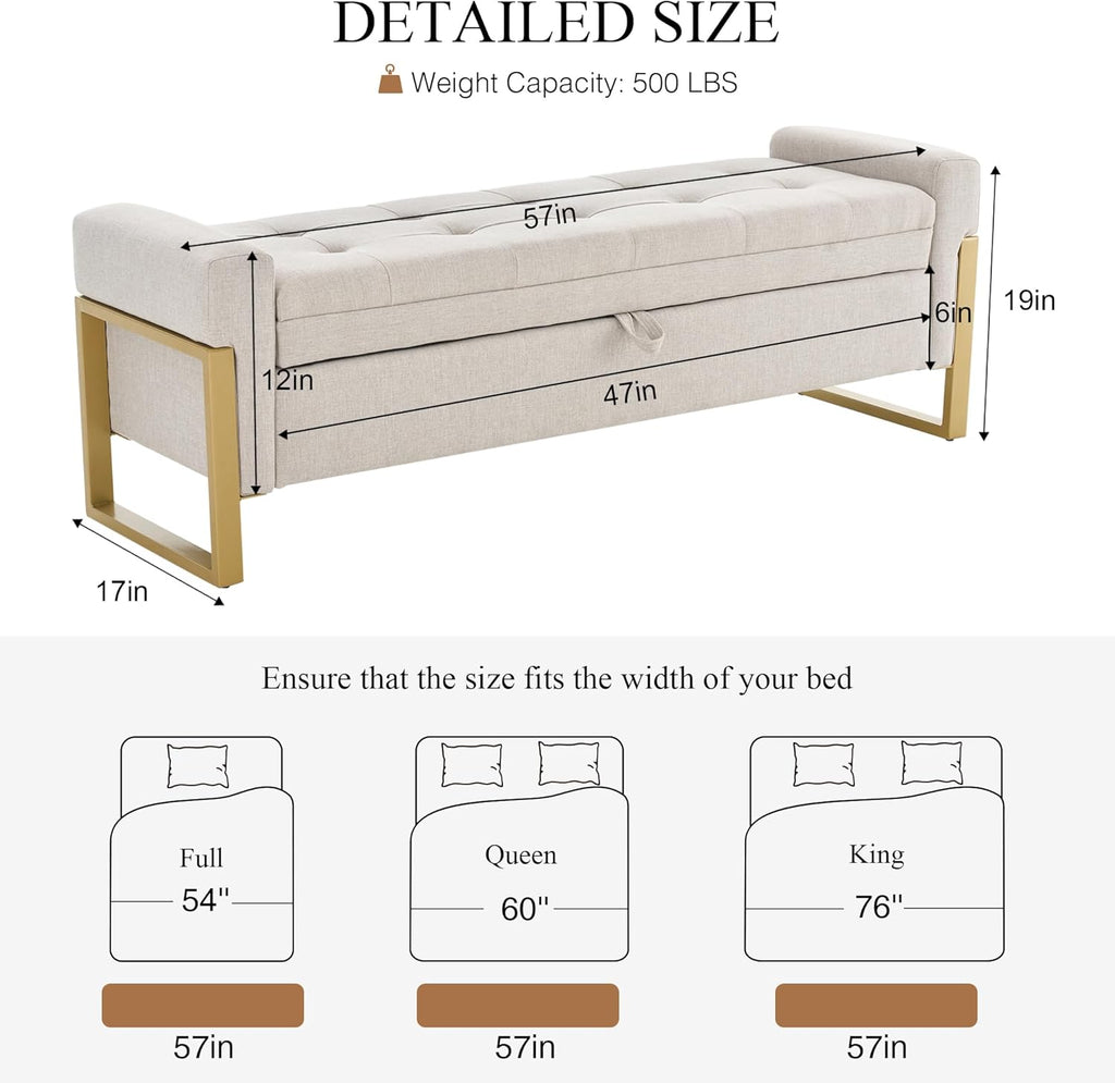 Tufted Upholstered Storage Bench