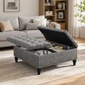 Tufted Lift Top Storage Ottoman Table