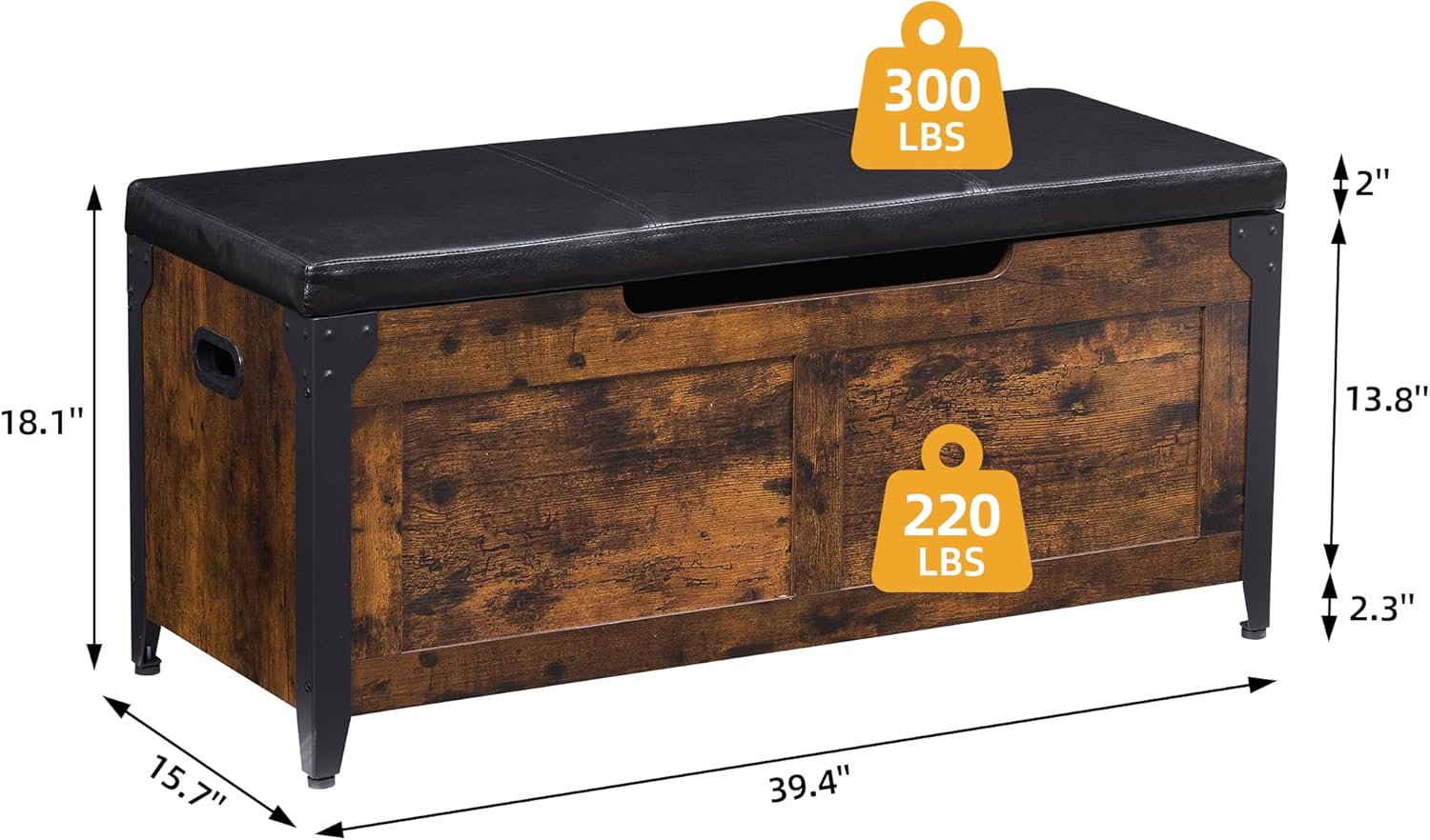 Retro Wooden Storage Ottoman Bench