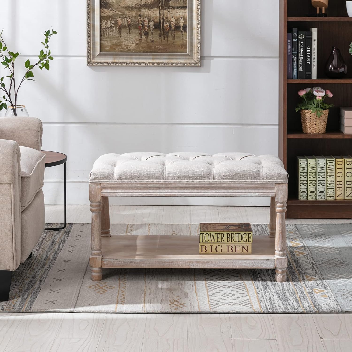 Tufted Farmhouse Storage Bench