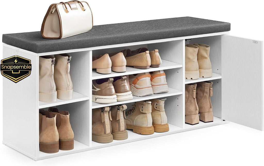 Cushioned Cubby Shoe Storage Bench