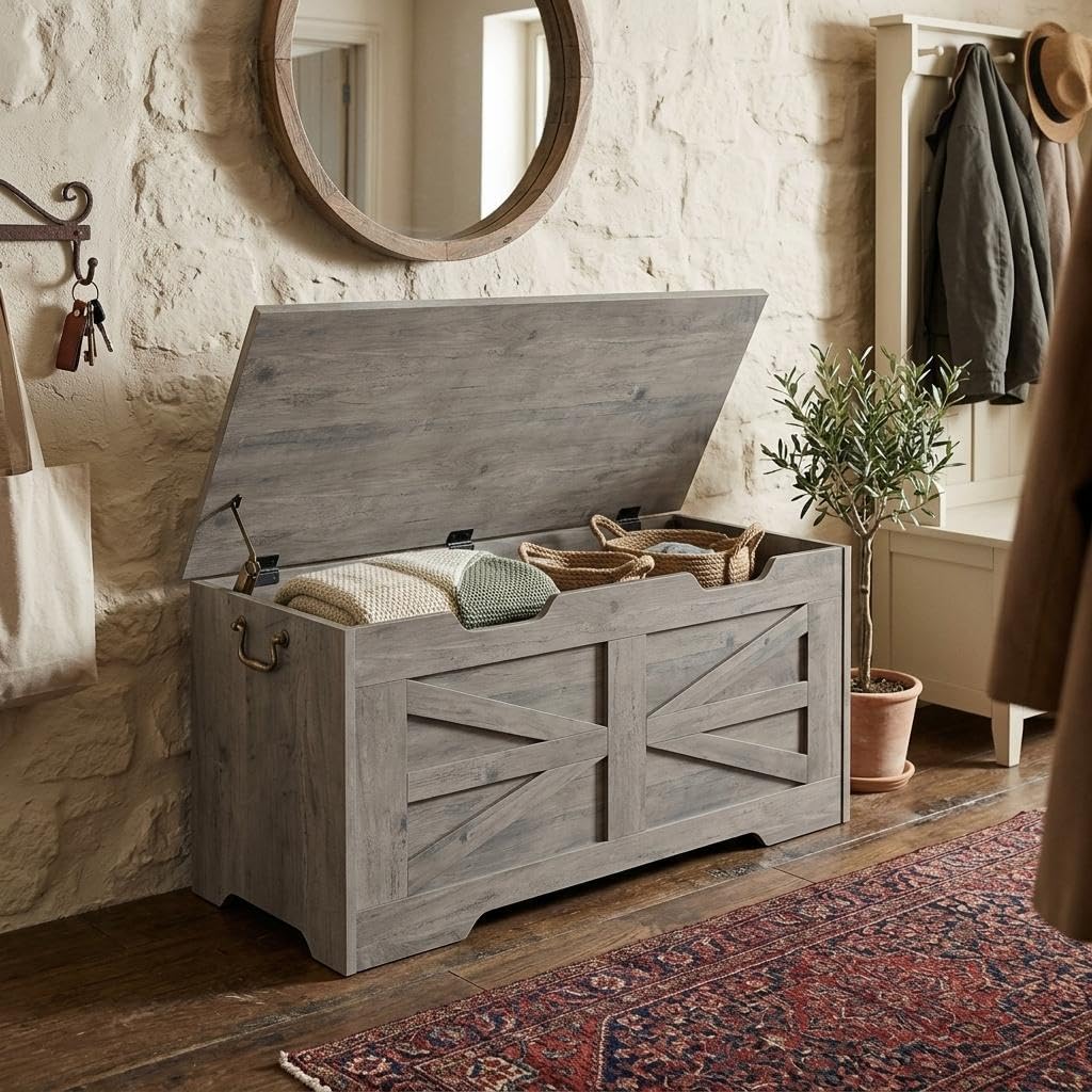 Farmhouse Lift Top Storage Bench