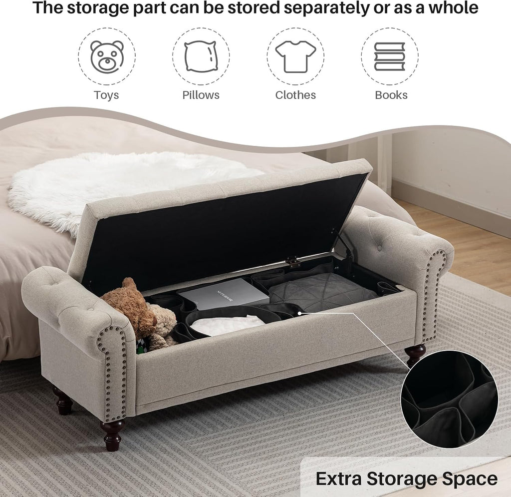 Upholstered Storage Bed Bench Ottoman