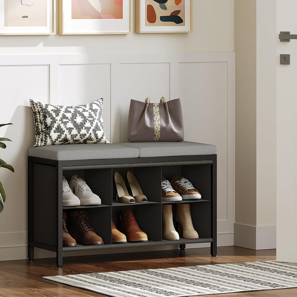 Cushioned Compartment Shoe Storage Bench