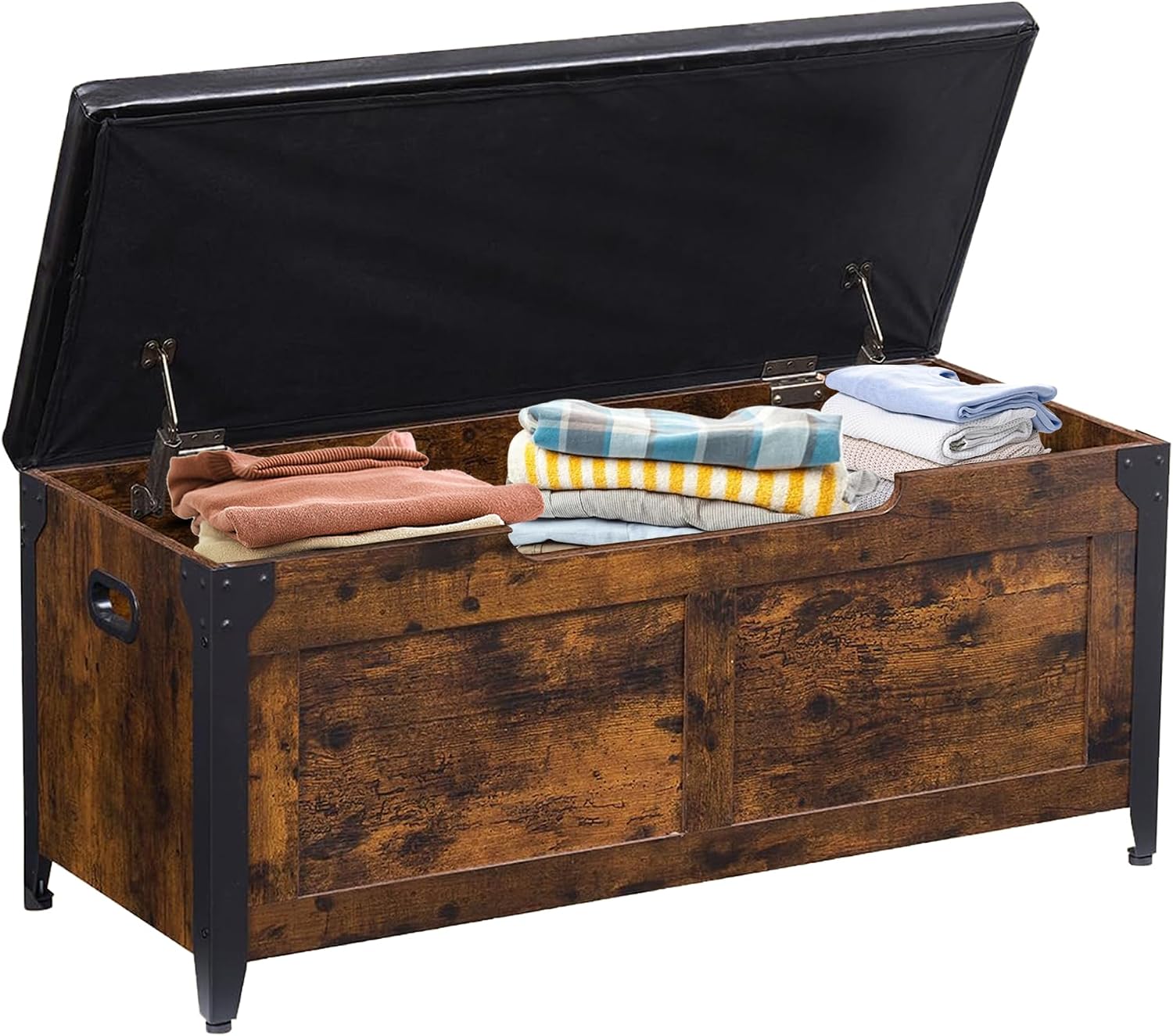 Retro Wooden Storage Ottoman Bench
