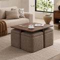 Square Coffee Table with Storage Ottomans