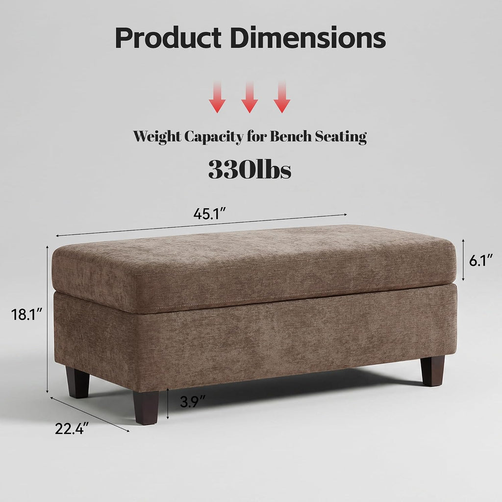 Chenille Storage Ottoman Coffee Table