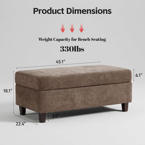 Chenille Storage Ottoman Coffee Table