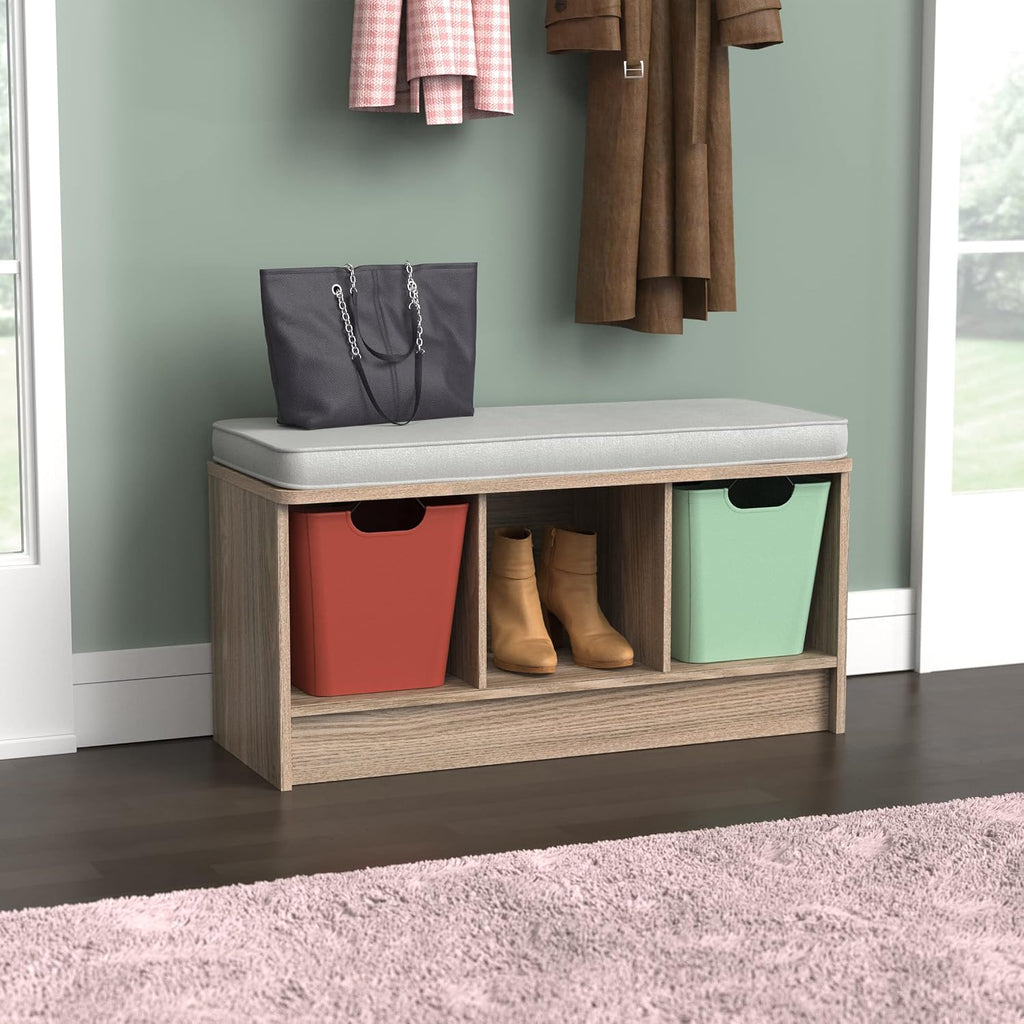 3-Cube Cushioned Storage Bench