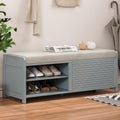 Wood Shoe Bench with Upholstered Seat