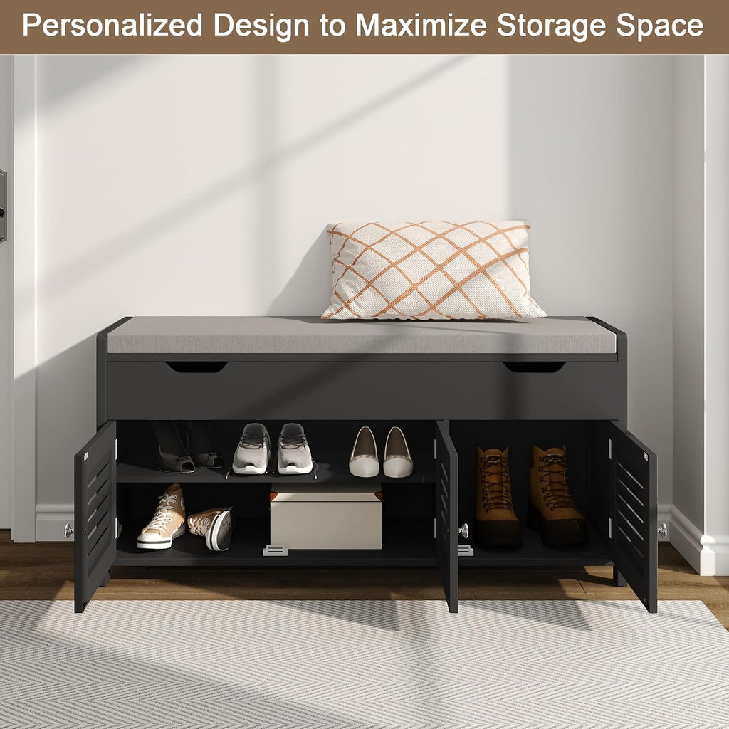 Entryway Shoe Bench with Cushioned Seat