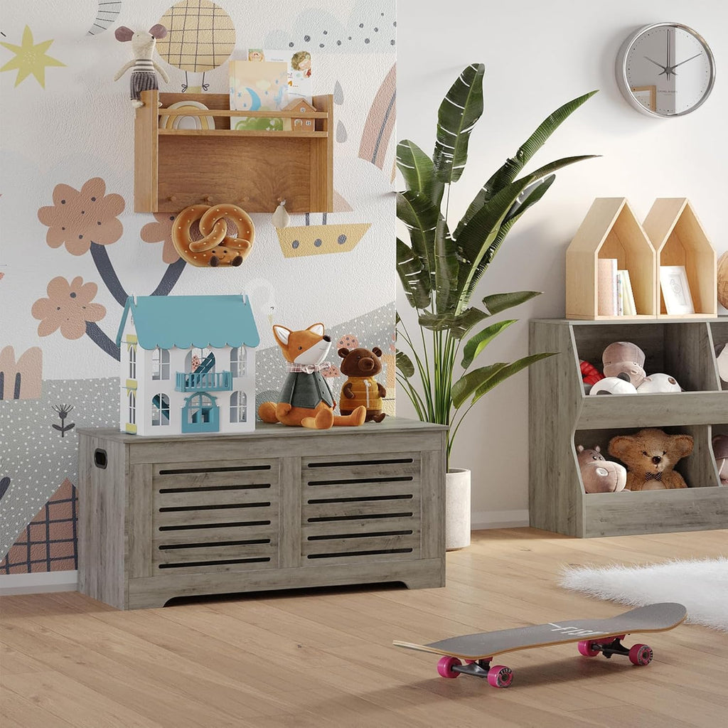 Flip-Top Wooden Storage Bench