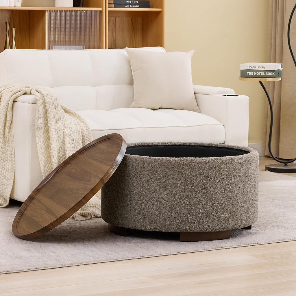 Round Teddy Storage Ottoman Table