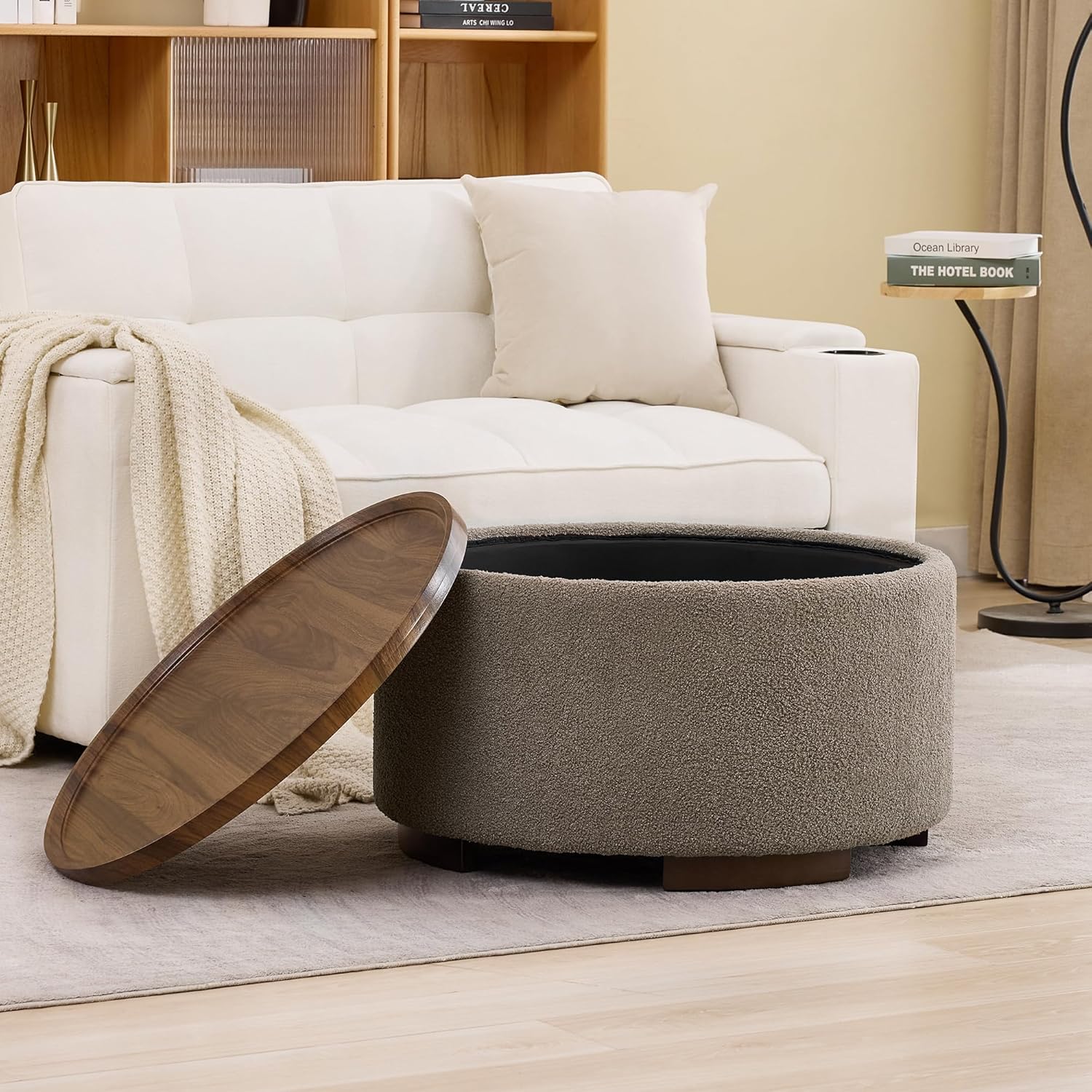 Round Teddy Storage Ottoman Table