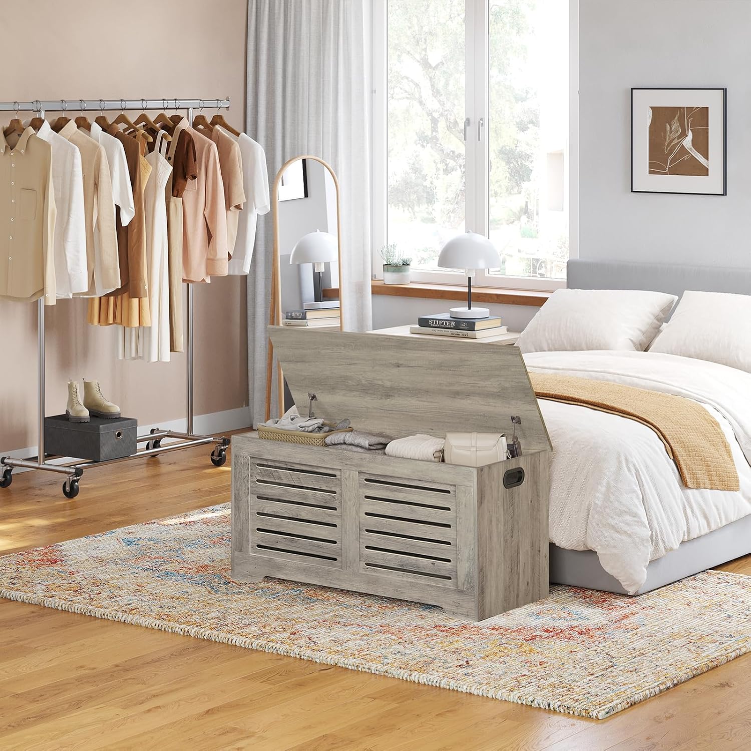 Flip-Top Wooden Storage Bench