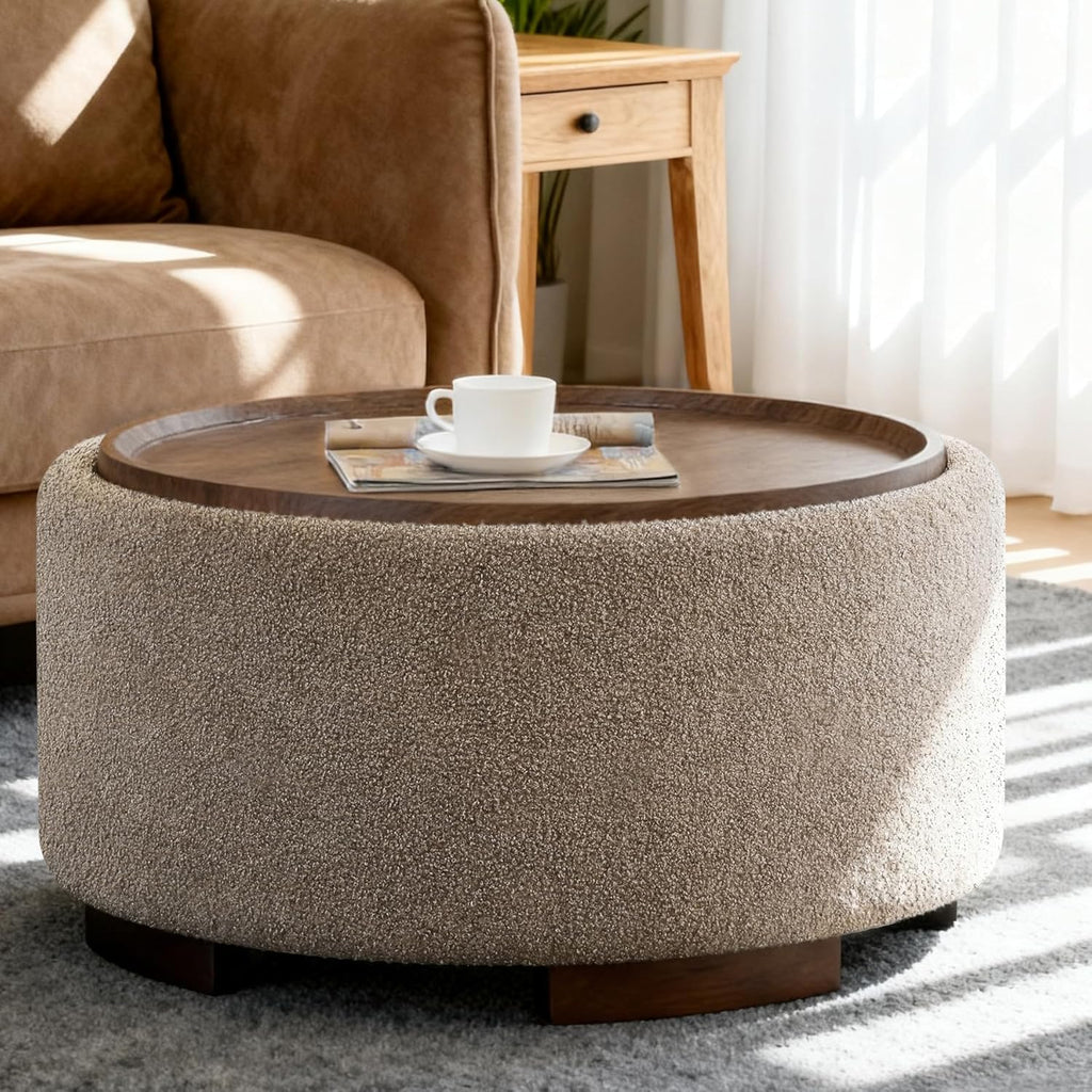 Round Teddy Storage Ottoman Table