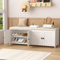 Wood Shoe Bench With Cushioned Seat