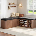 L-Shaped Cushioned Storage Shoe Bench