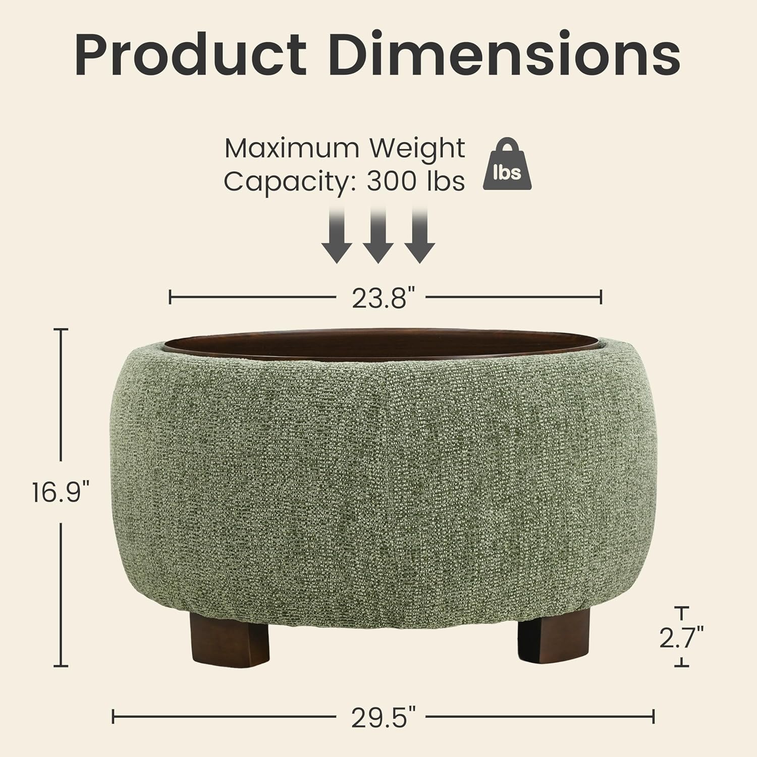Round Storage Ottoman Coffee Table