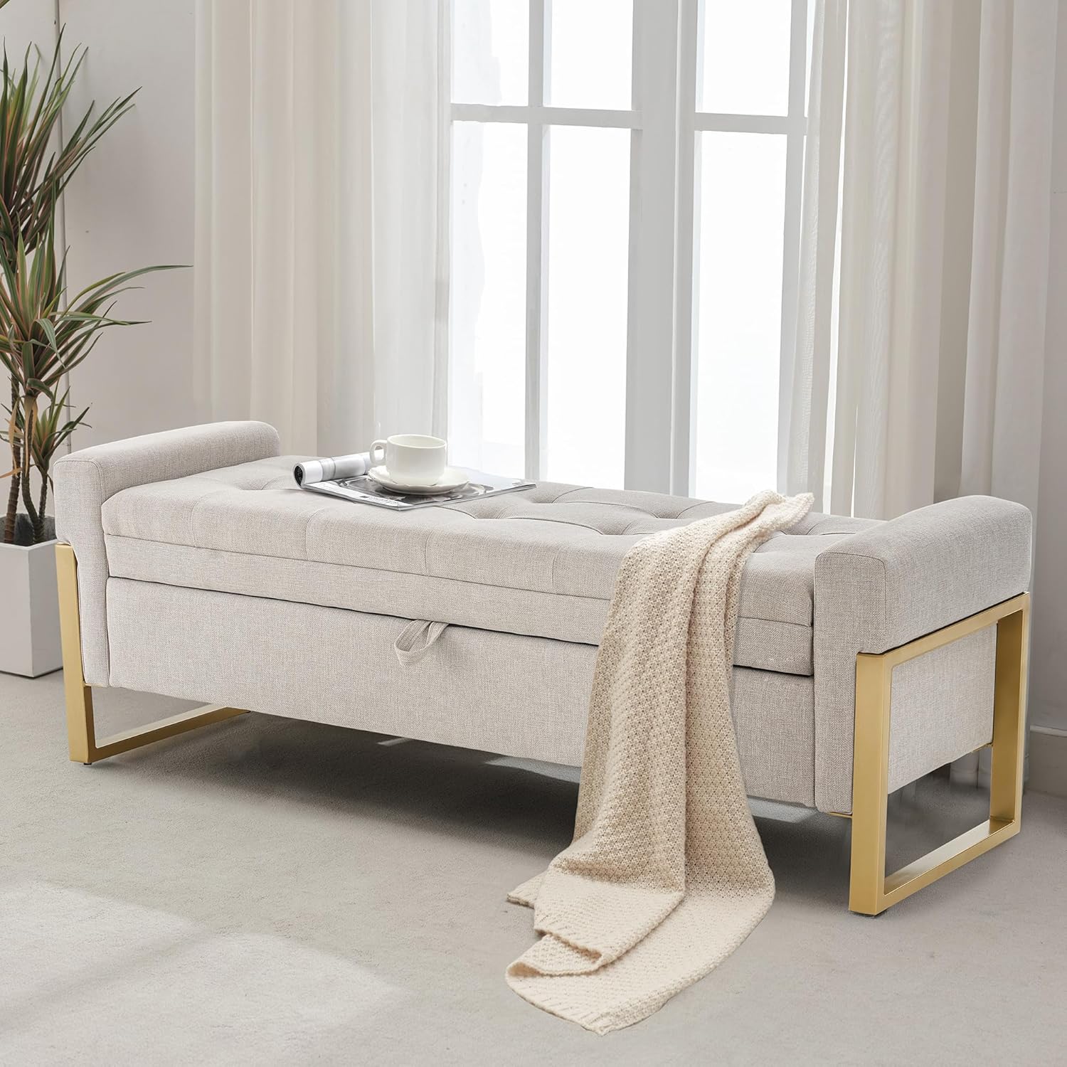 Tufted Upholstered Storage Bench