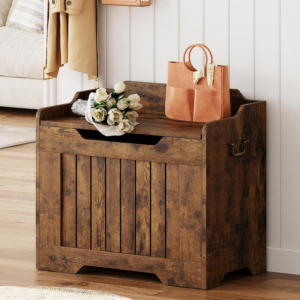 Retro Wooden Storage Chest Bench
