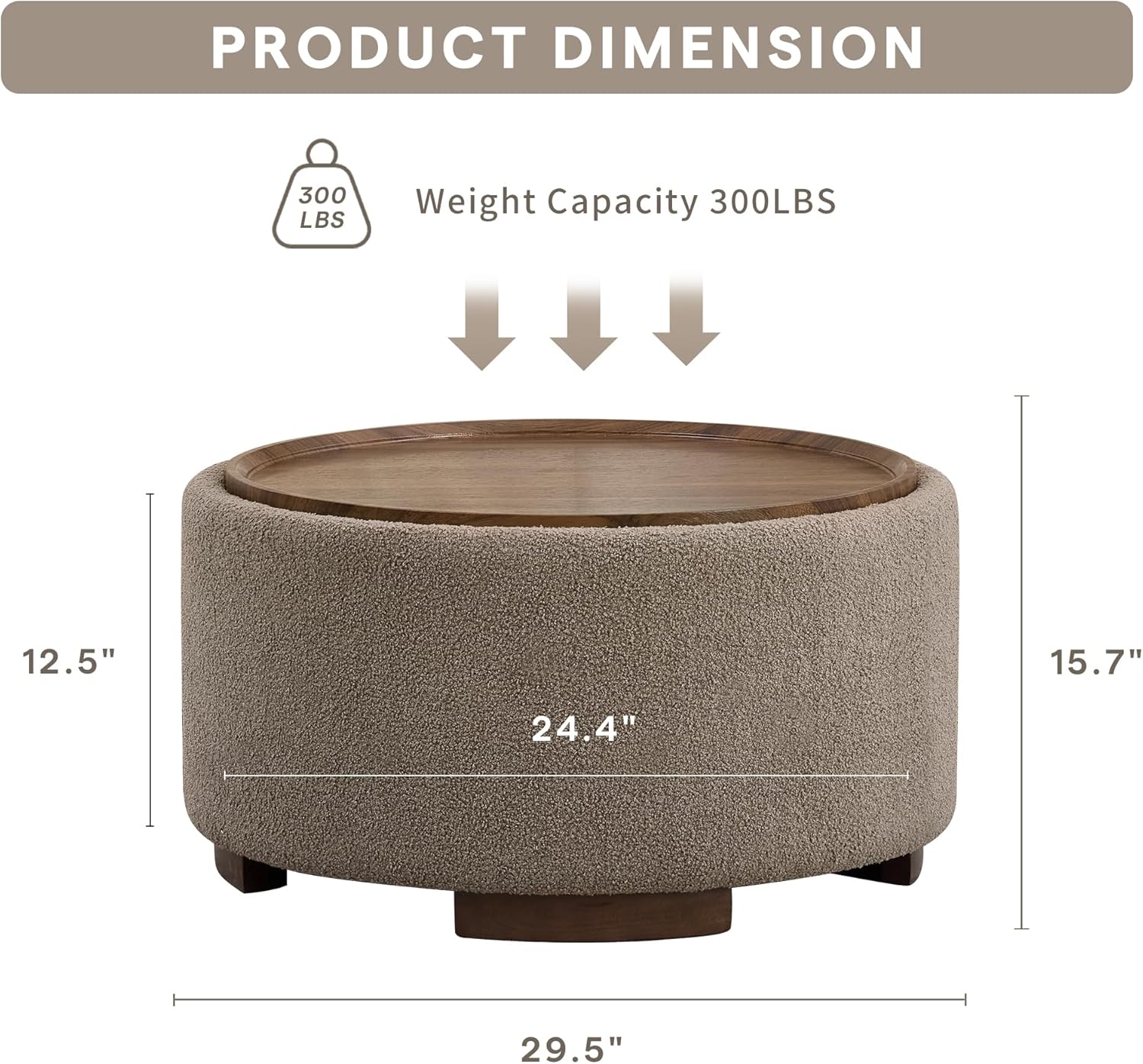 Round Teddy Storage Ottoman Table