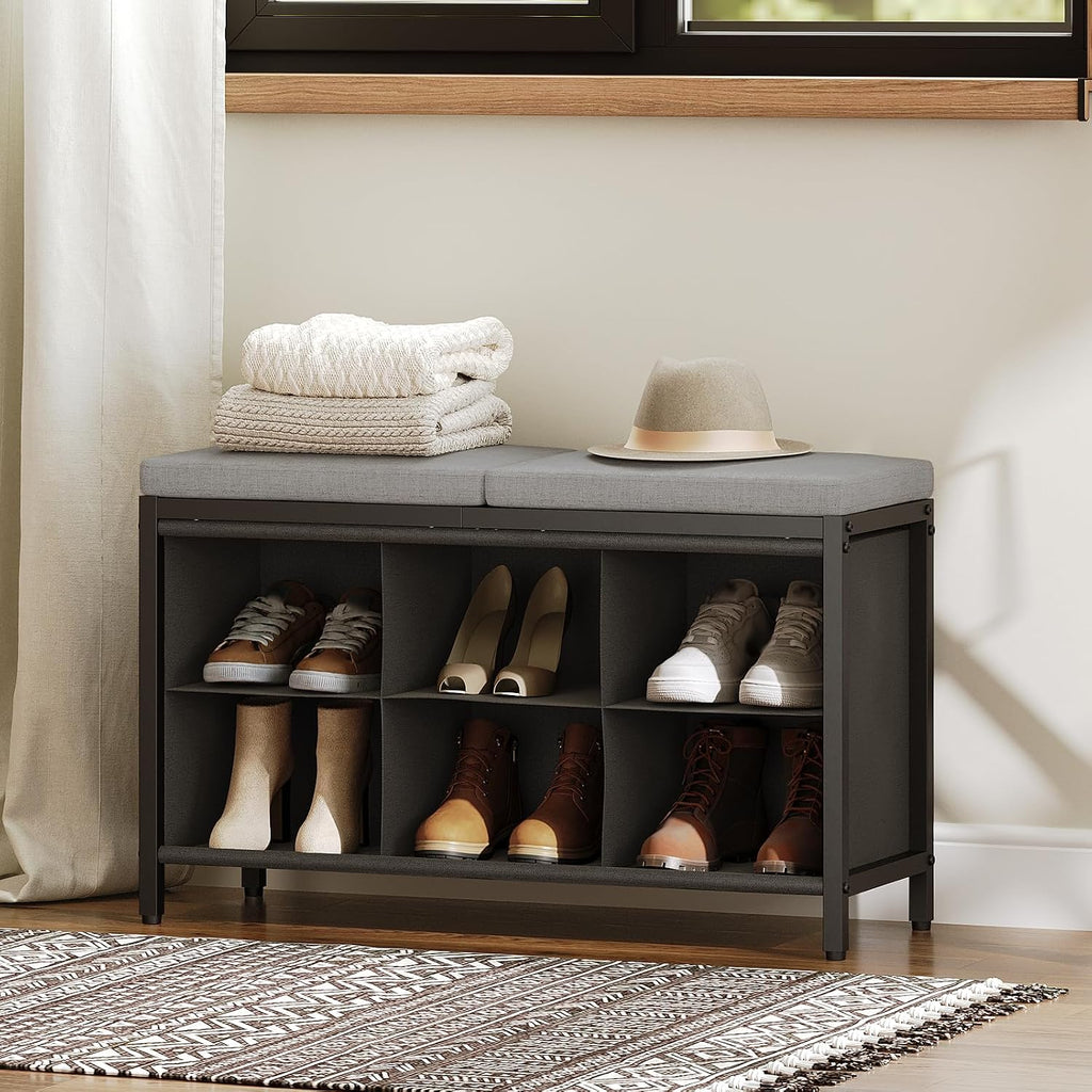 Cushioned Compartment Shoe Storage Bench