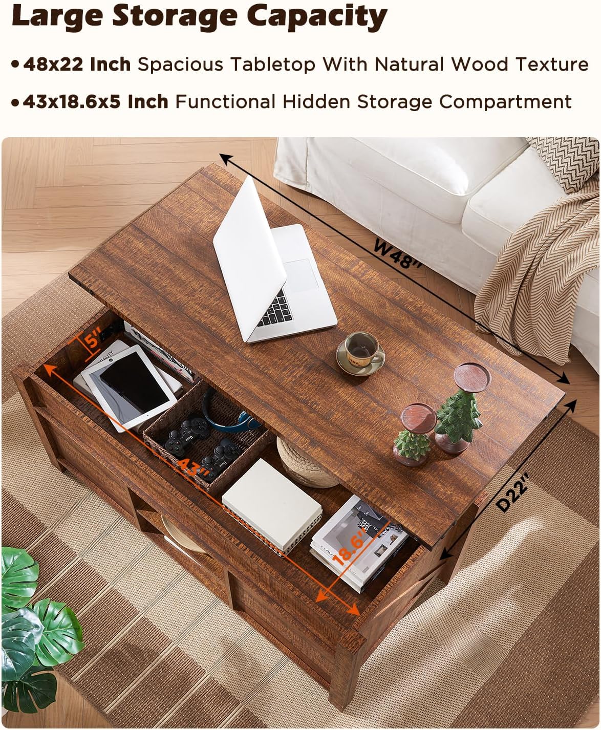Farmhouse Lift Top Coffee Table