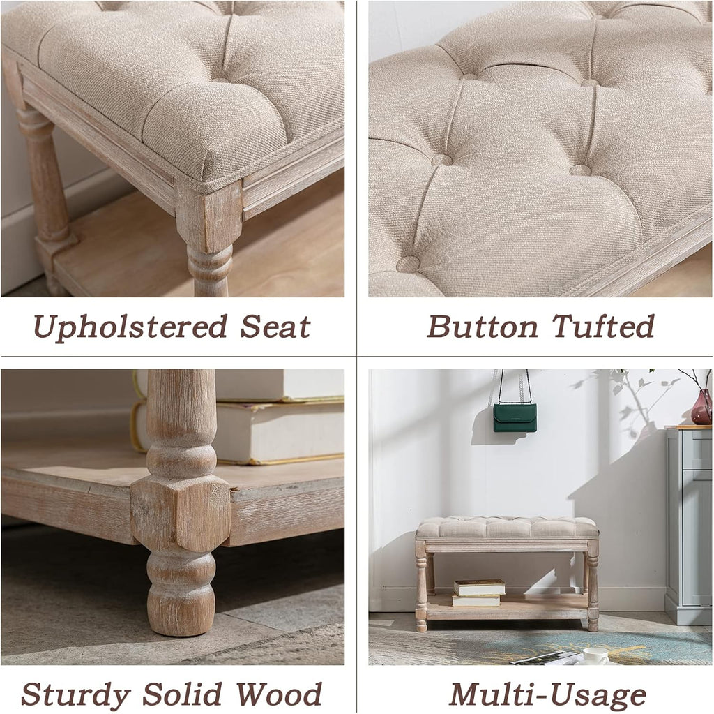 Tufted Farmhouse Storage Bench