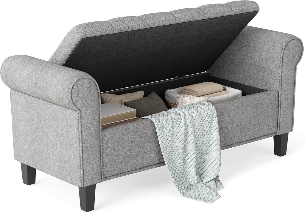Tufted Arm Upholstered Storage Bench