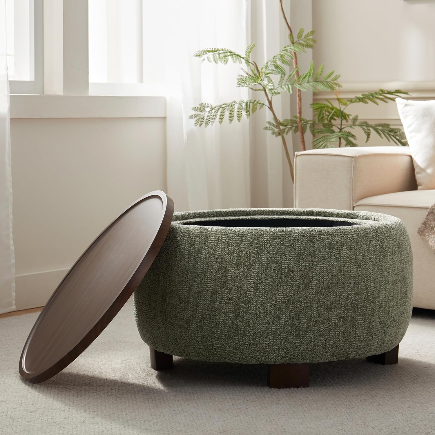 Round Storage Ottoman Coffee Table
