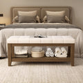 Vintage Cushioned Wooden Shoe Bench