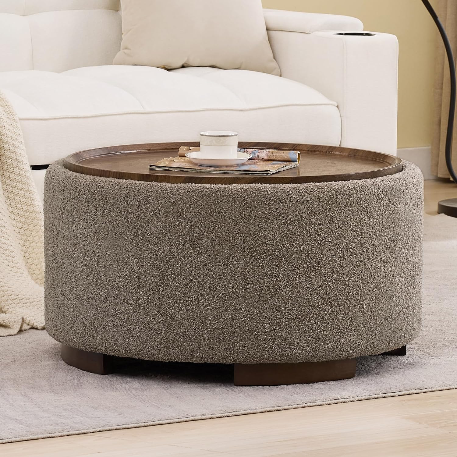 Round Teddy Storage Ottoman Table