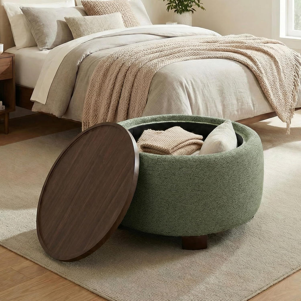 Round Storage Ottoman Coffee Table