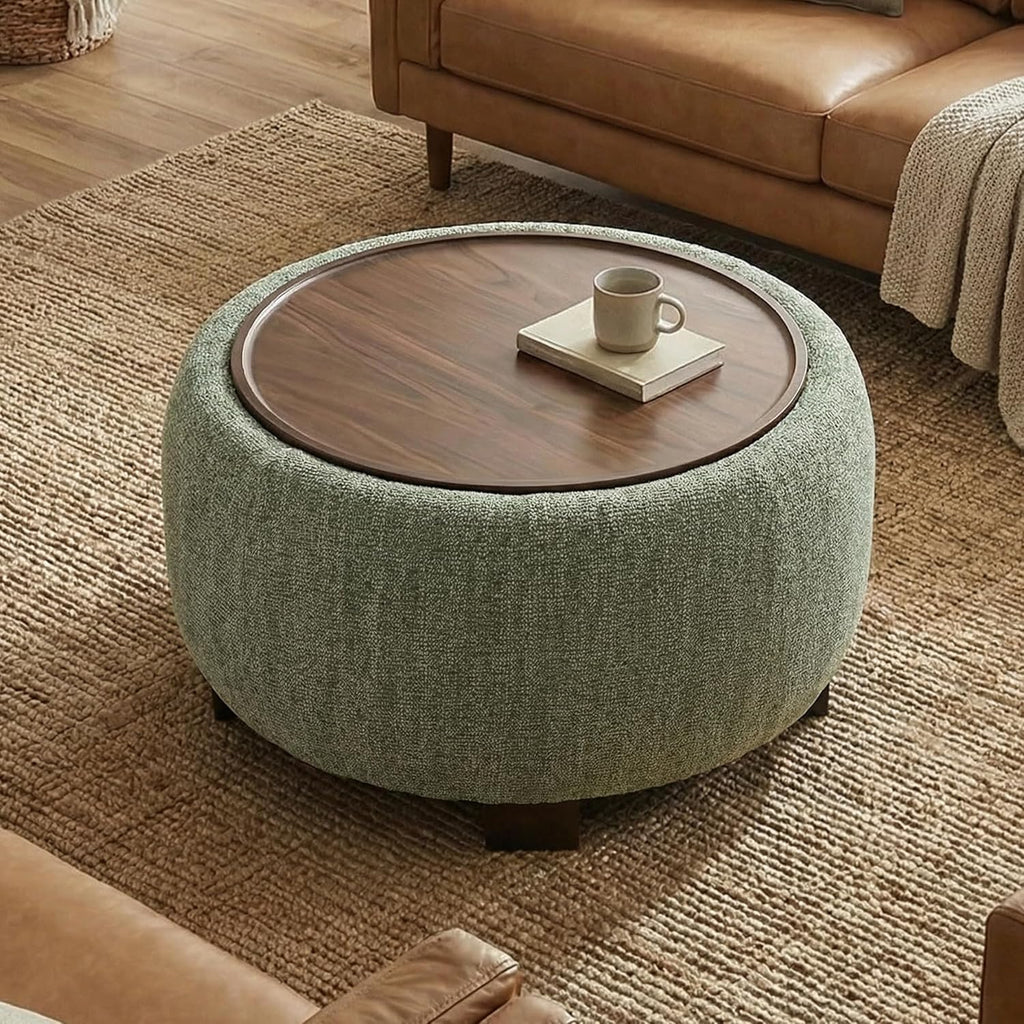Round Storage Ottoman Coffee Table